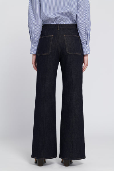 patch pocket wide leg jean