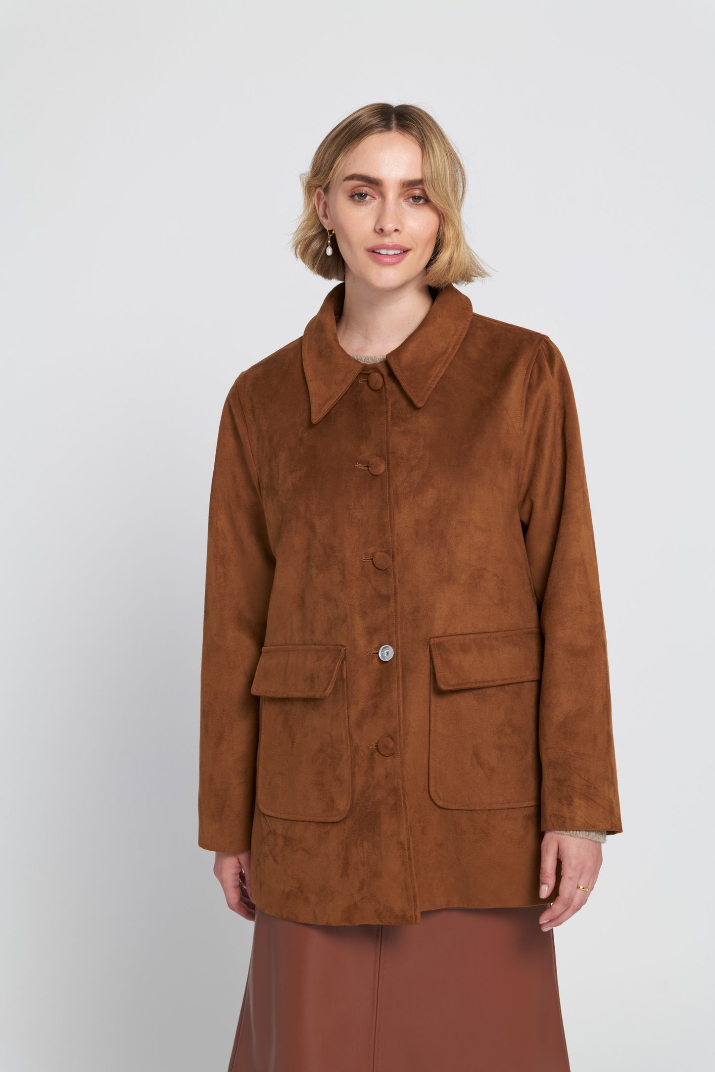 Faux Suede Car Coat