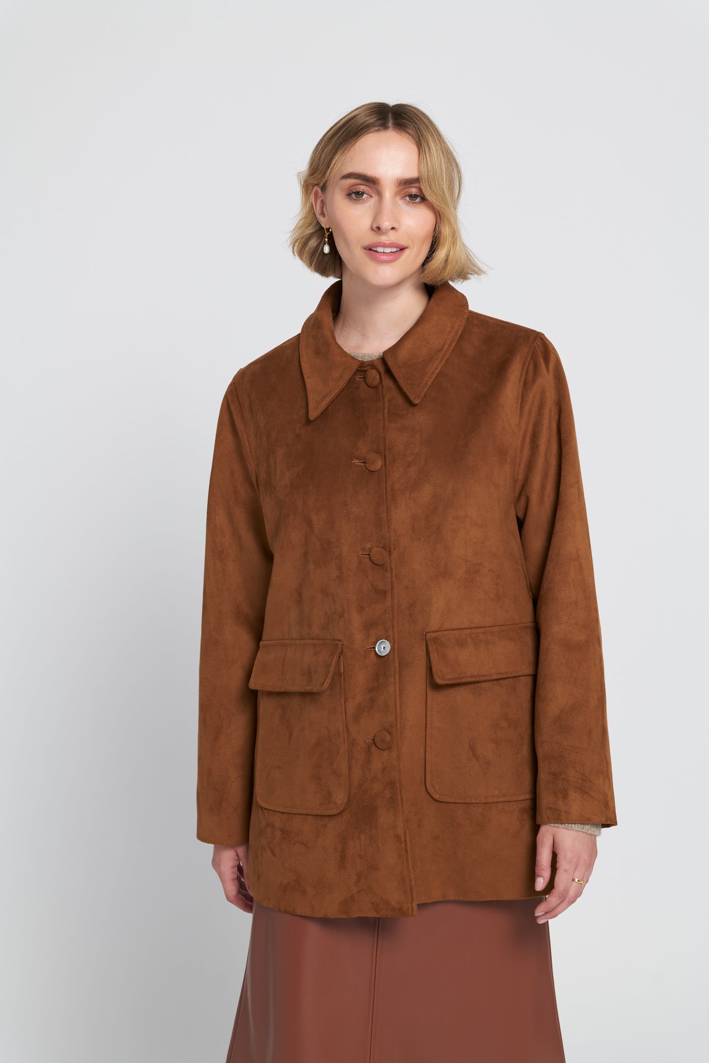 Faux Suede Car Coat