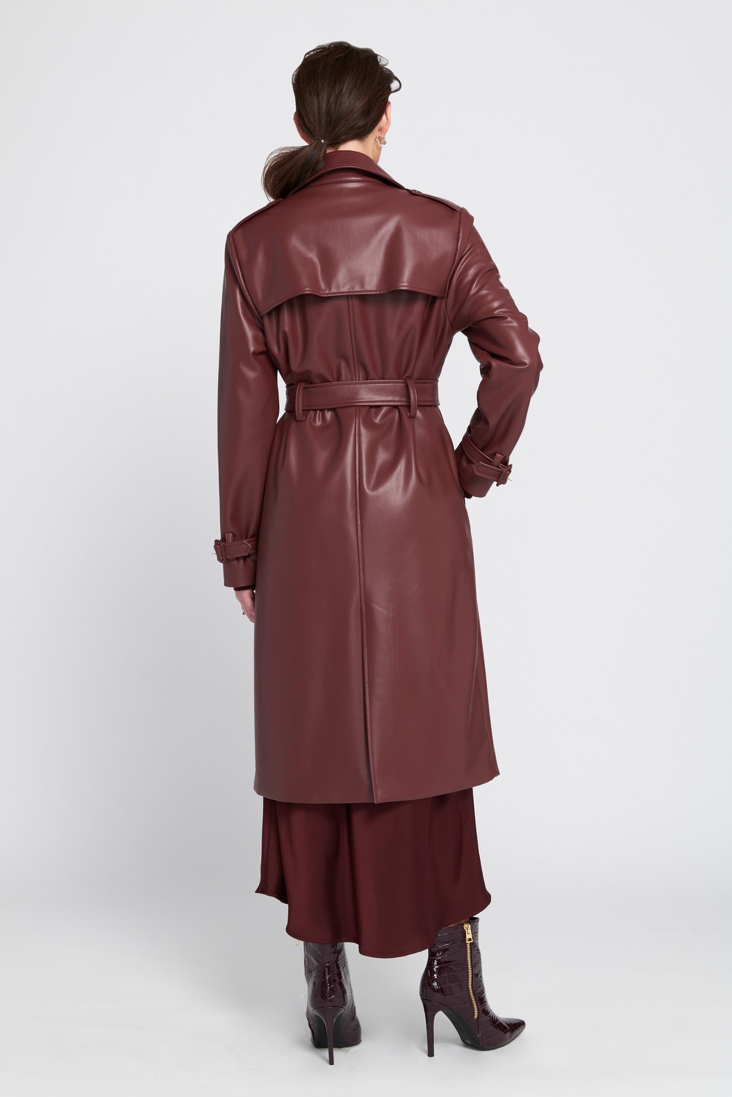 Faux Leather Trench Coat