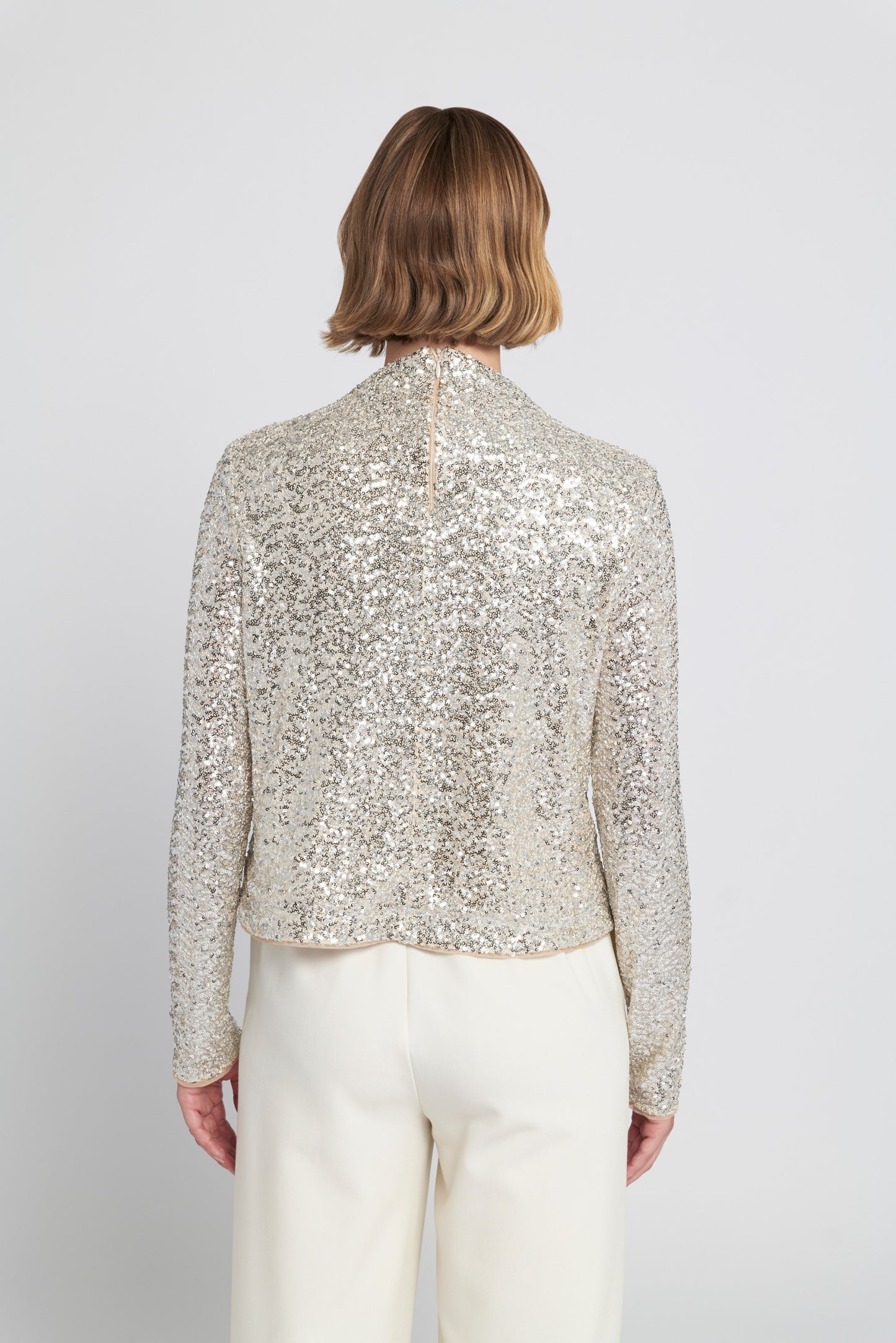 Sequin Knit Mock Neck Top