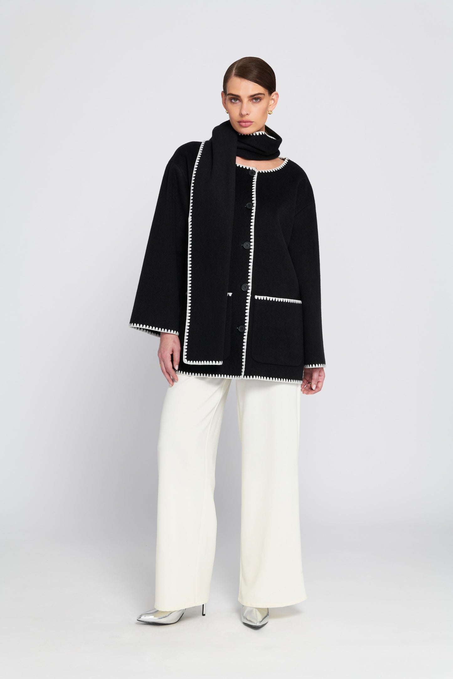 Coat With Detachable Scarf