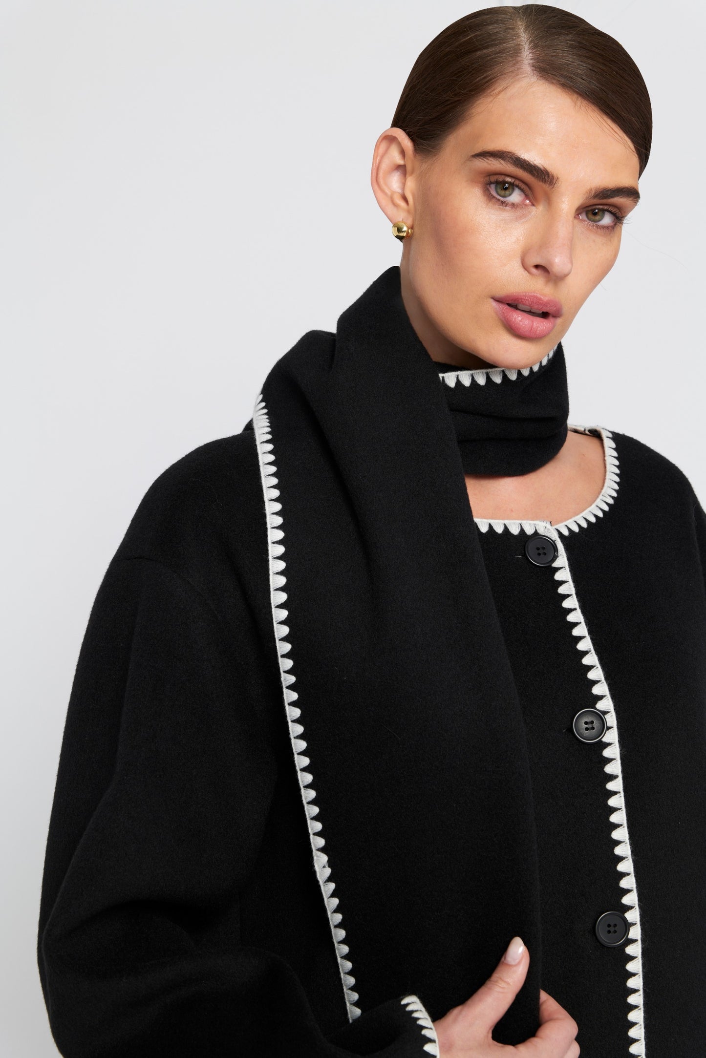 Coat With Detachable Scarf