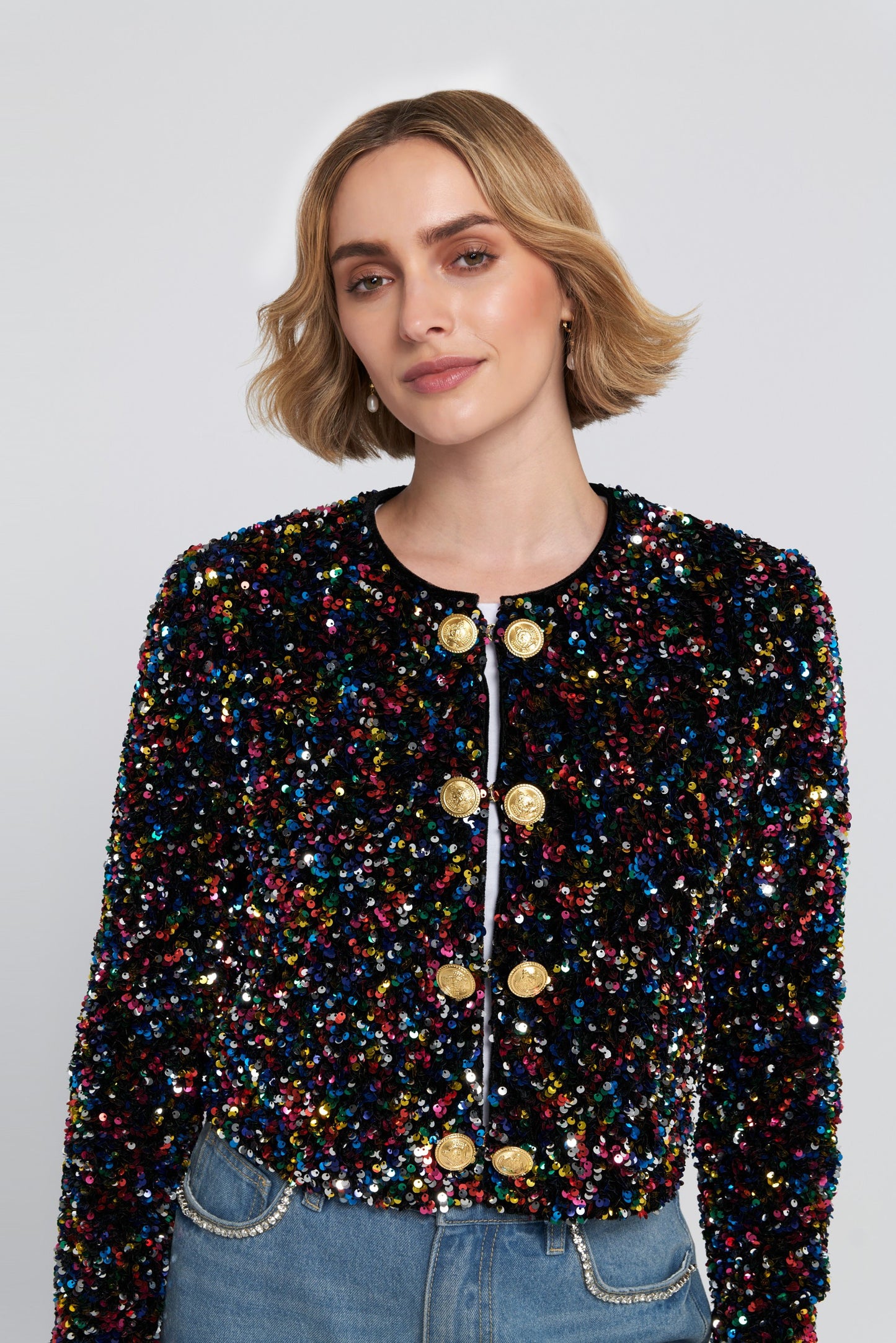 Sequin Cropped Jacket