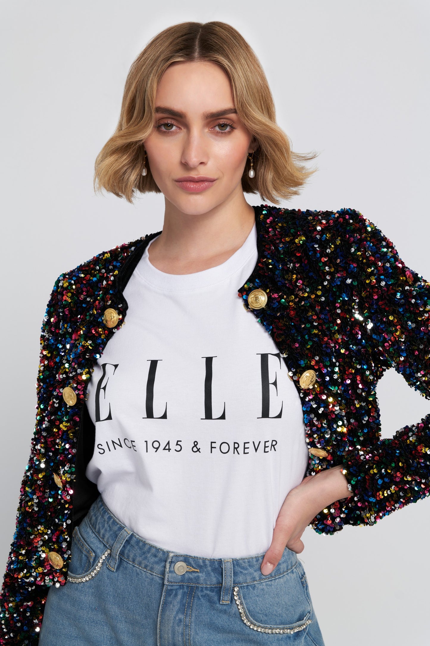 Sequin Cropped Jacket