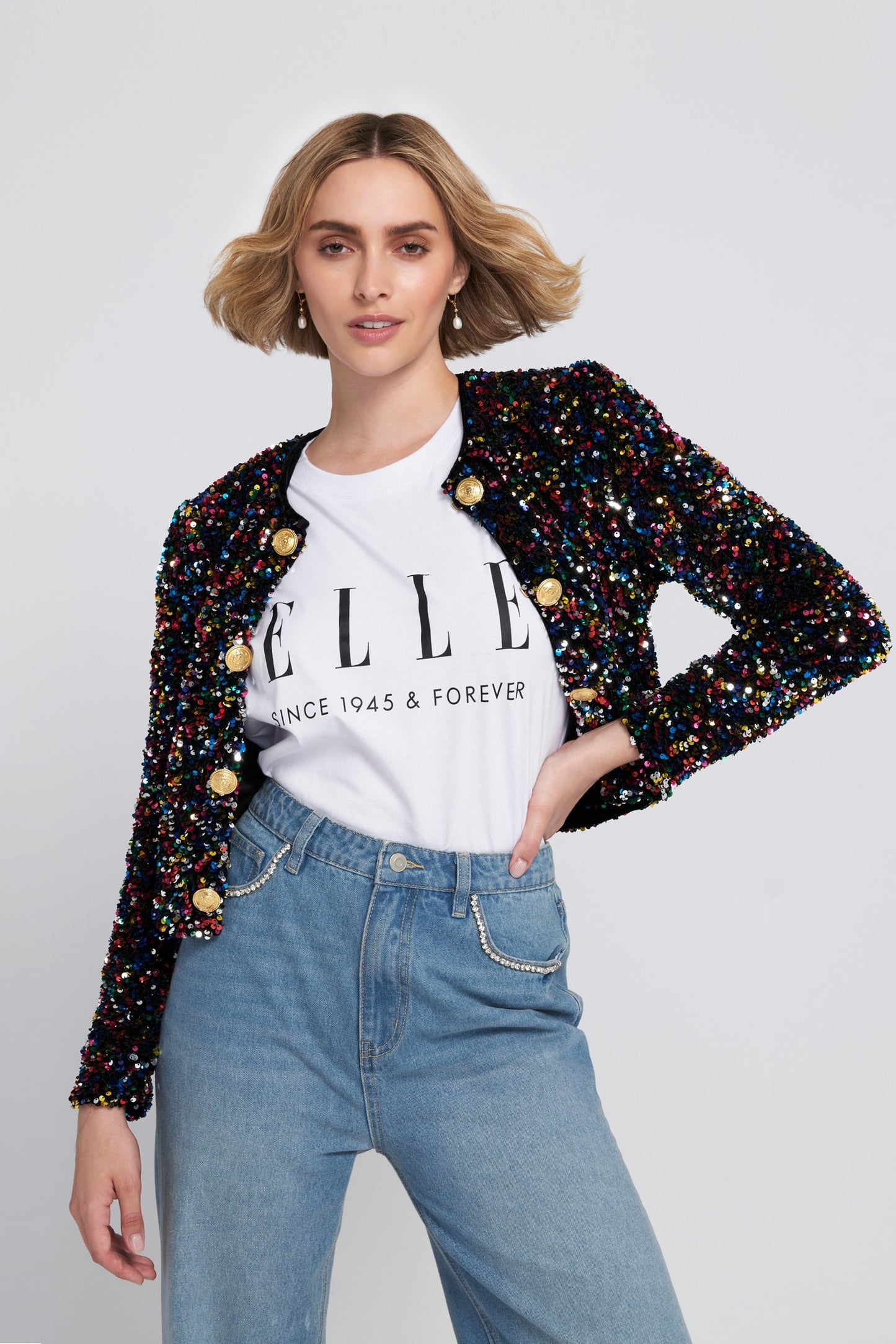 Sequin Cropped Jacket