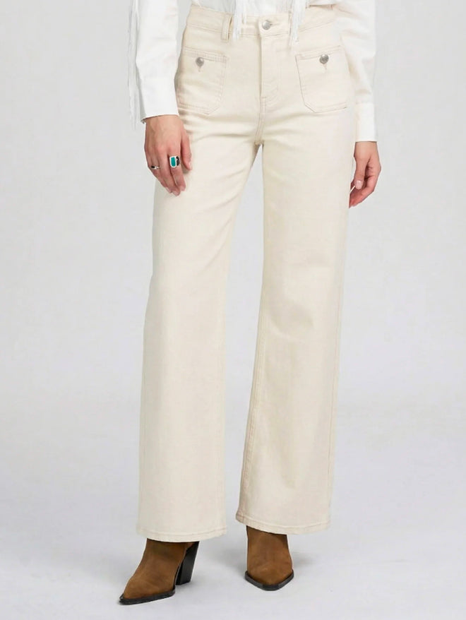 Patch Pocket Wide Leg Jean