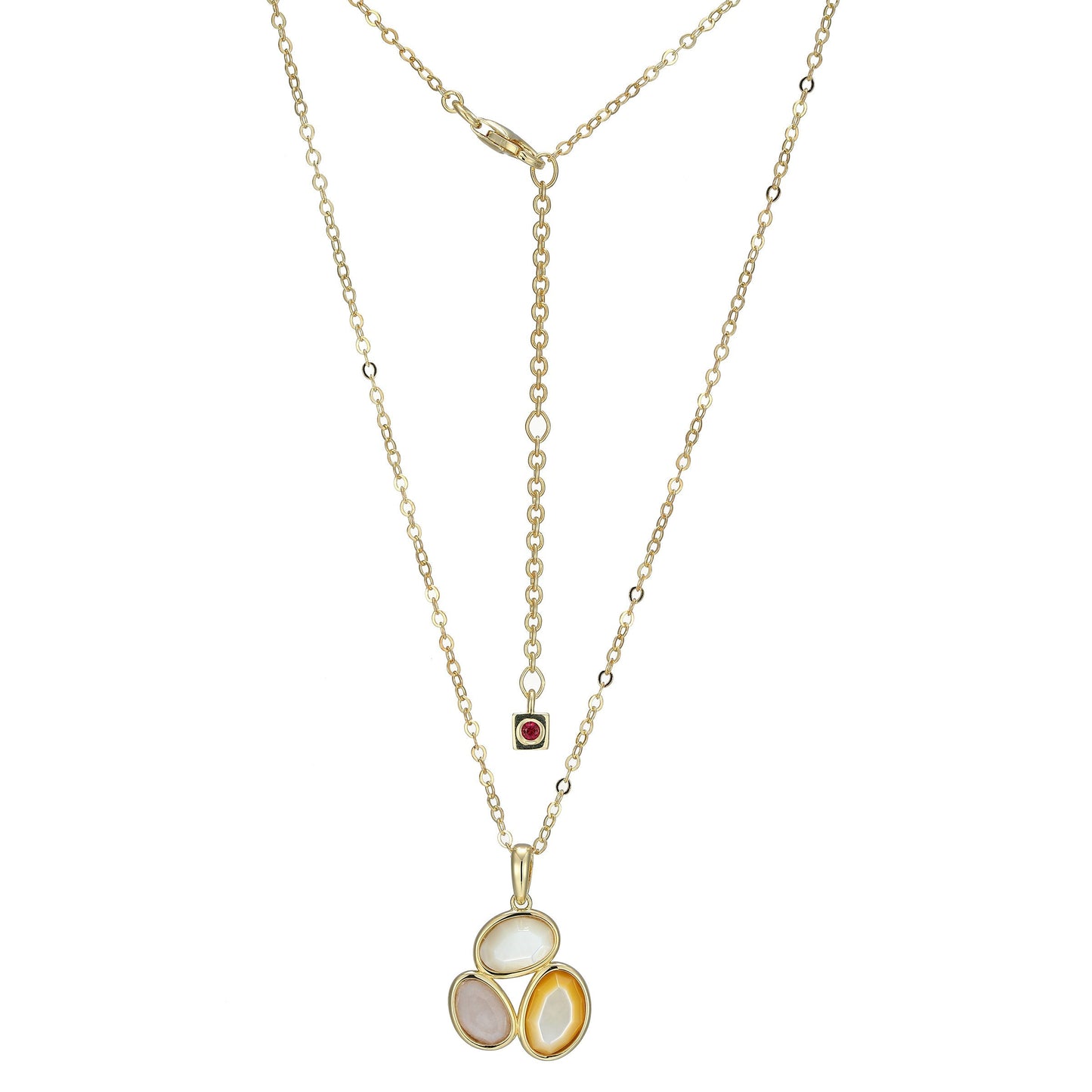 Reviere White and Yellow Mother-of-Pearl & Rose Quartz Pendant Necklace