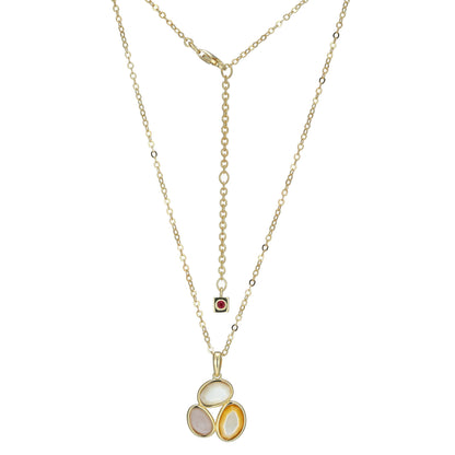Reviere White and Yellow Mother-of-Pearl & Rose Quartz Pendant Necklace