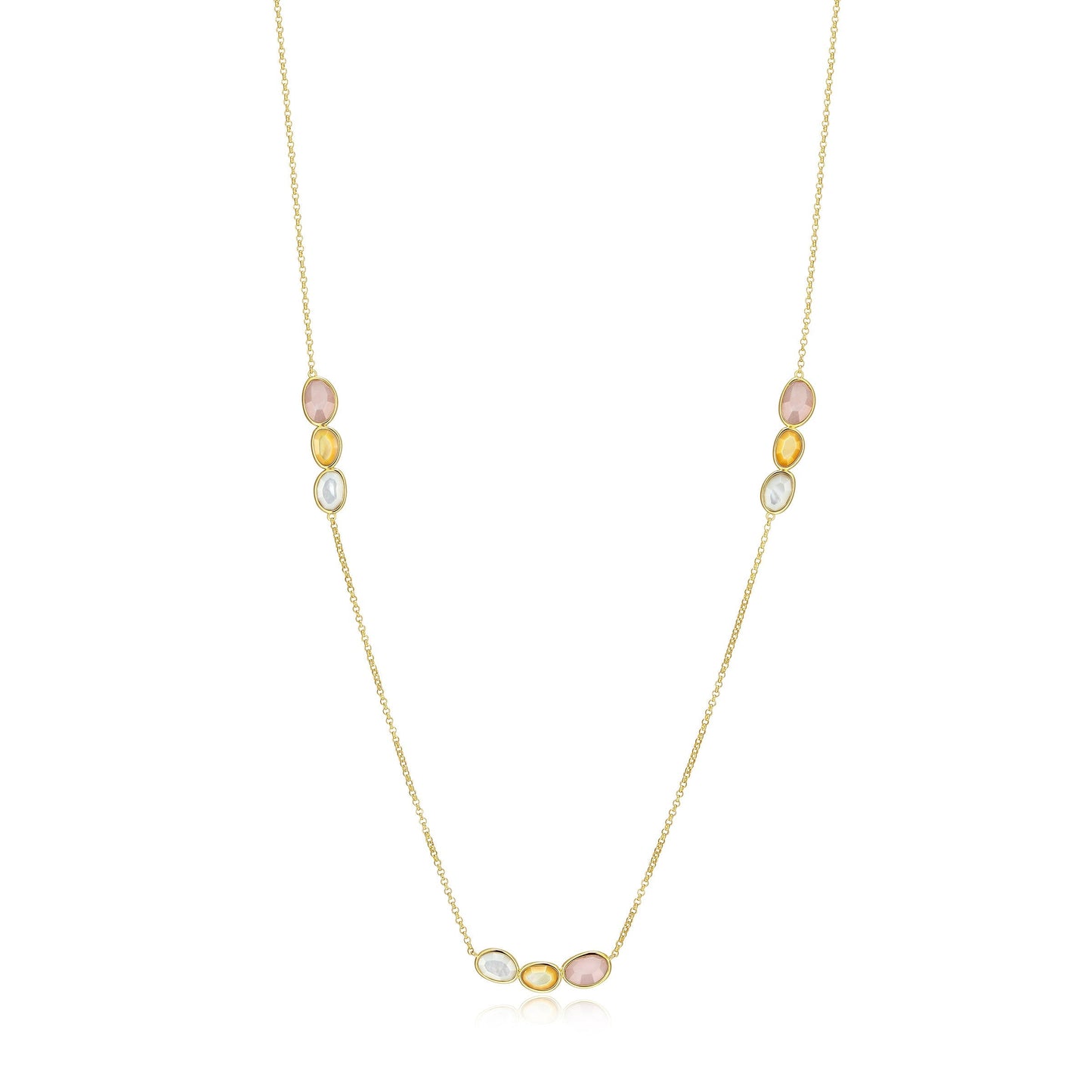 Reviere Station White and Yellow Mother-of-Pearl & Rose Quartz Necklace
