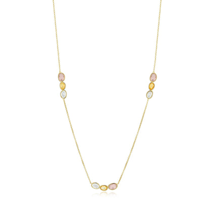 Reviere Station White and Yellow Mother-of-Pearl & Rose Quartz Necklace