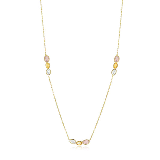 Reviere Station White and Yellow Mother-of-Pearl & Rose Quartz Necklace