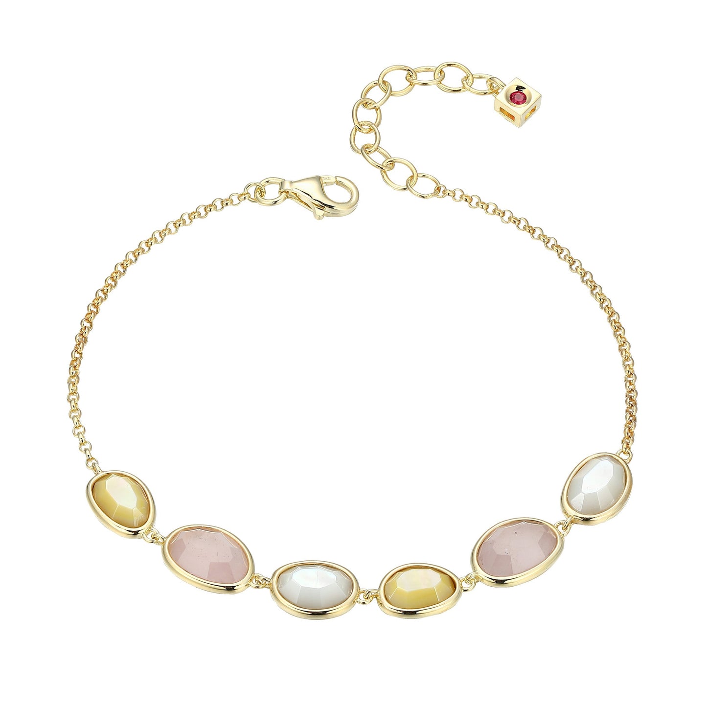 Reviere White and Yellow Mother-of-Pearl & Rose Quartz Bracelet