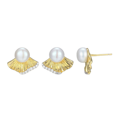Butterfly Freshwater Pearl Stud Earrings