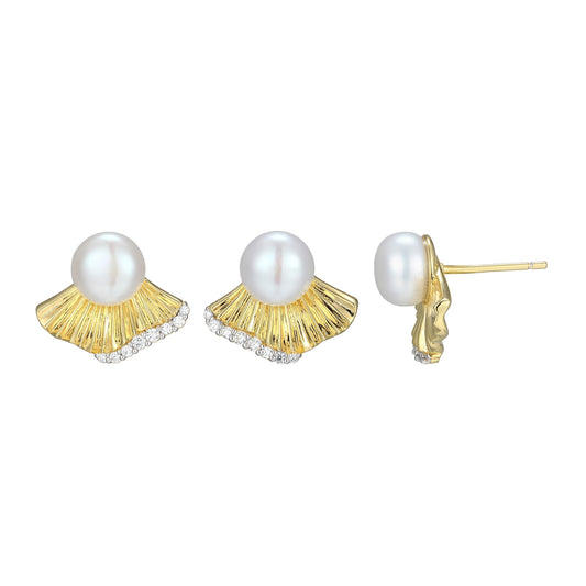Butterfly Freshwater Pearl Stud Earrings