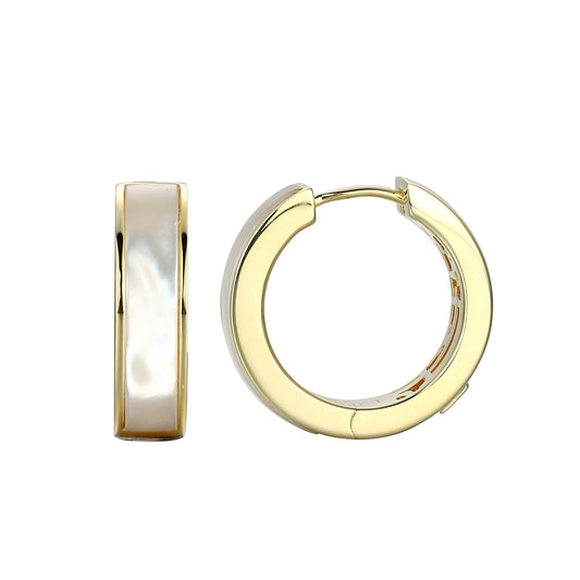 Vera Mother-of-Pearl Inlay Hoop Earrings