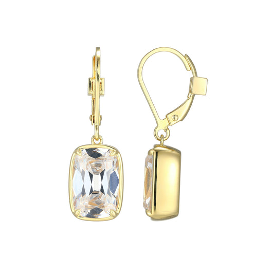 Serenelle Old-Mine-Cut Emerald Cushion Leverback Earrings
