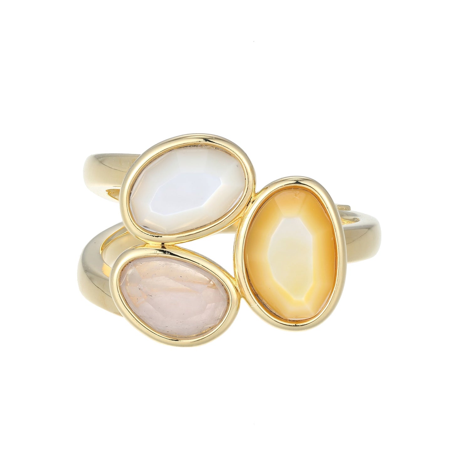 Reviere White and Yellow Mother-of-Pearl & Rose Quartz Ring