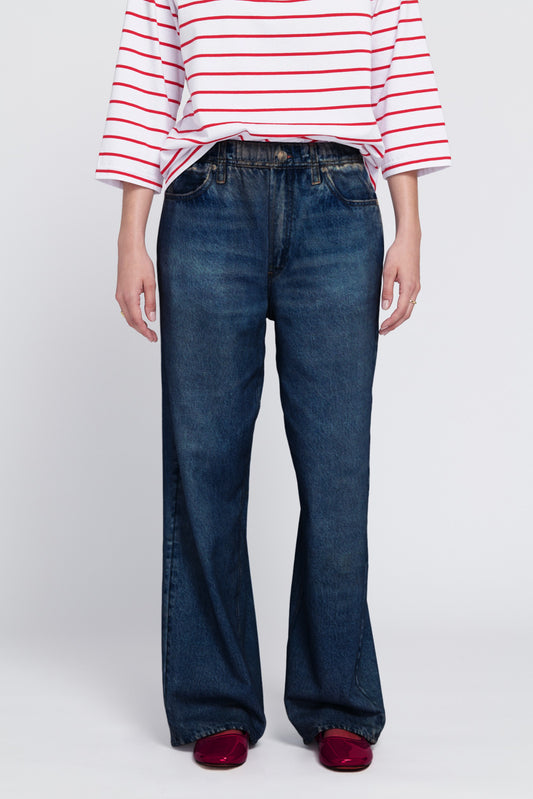 Printed Denim On Light Weight French Terry