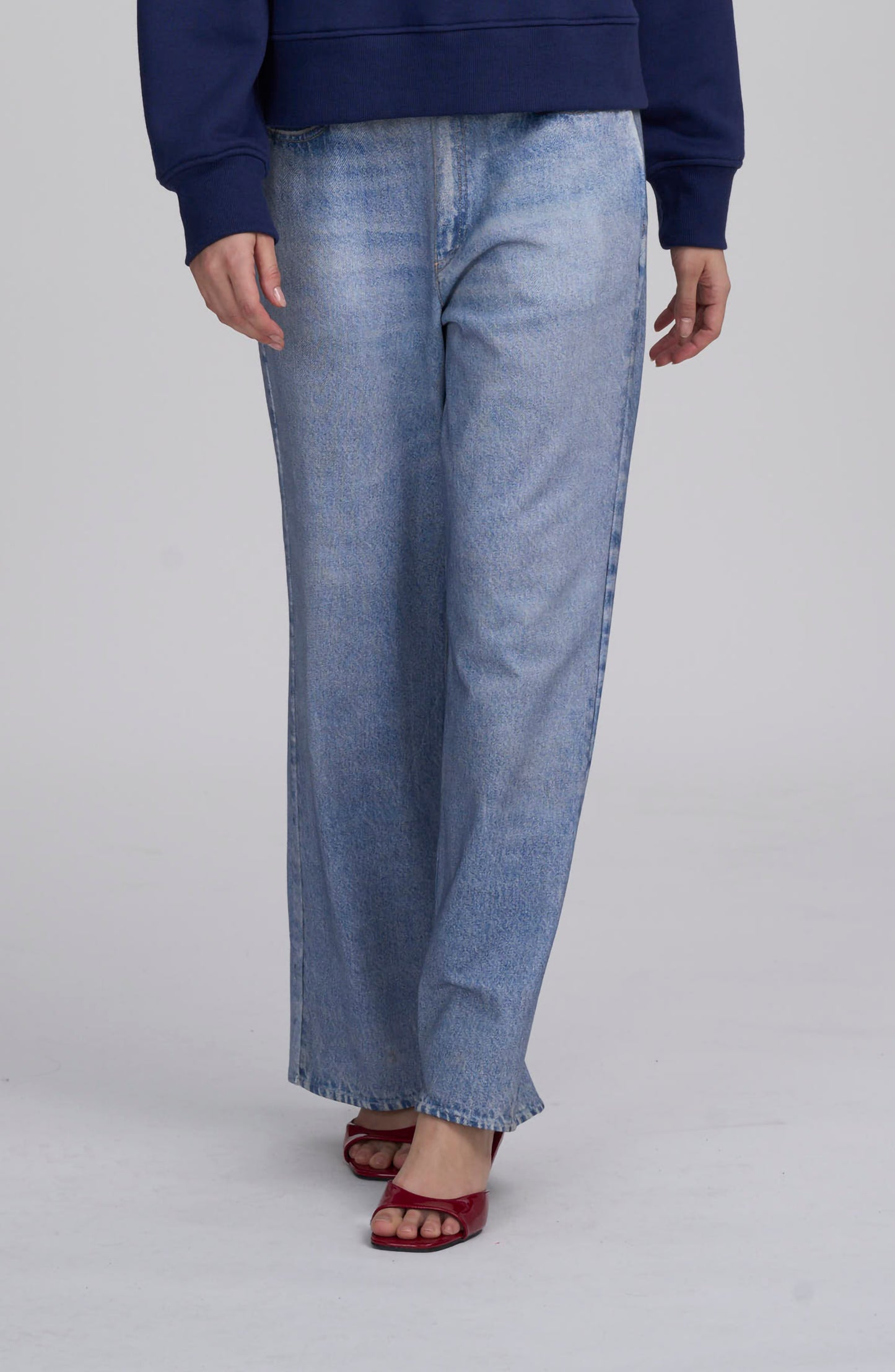 Printed Denim On Light Weight French Terry