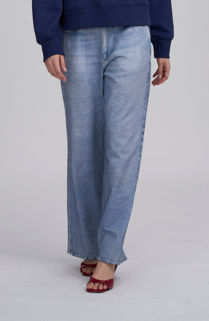 Printed Denim On Light Weight French Terry