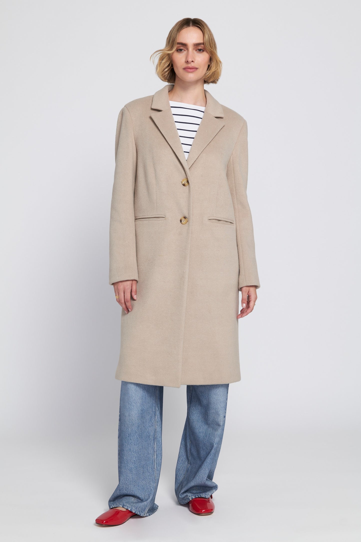 Melton Coat With Printed Lining