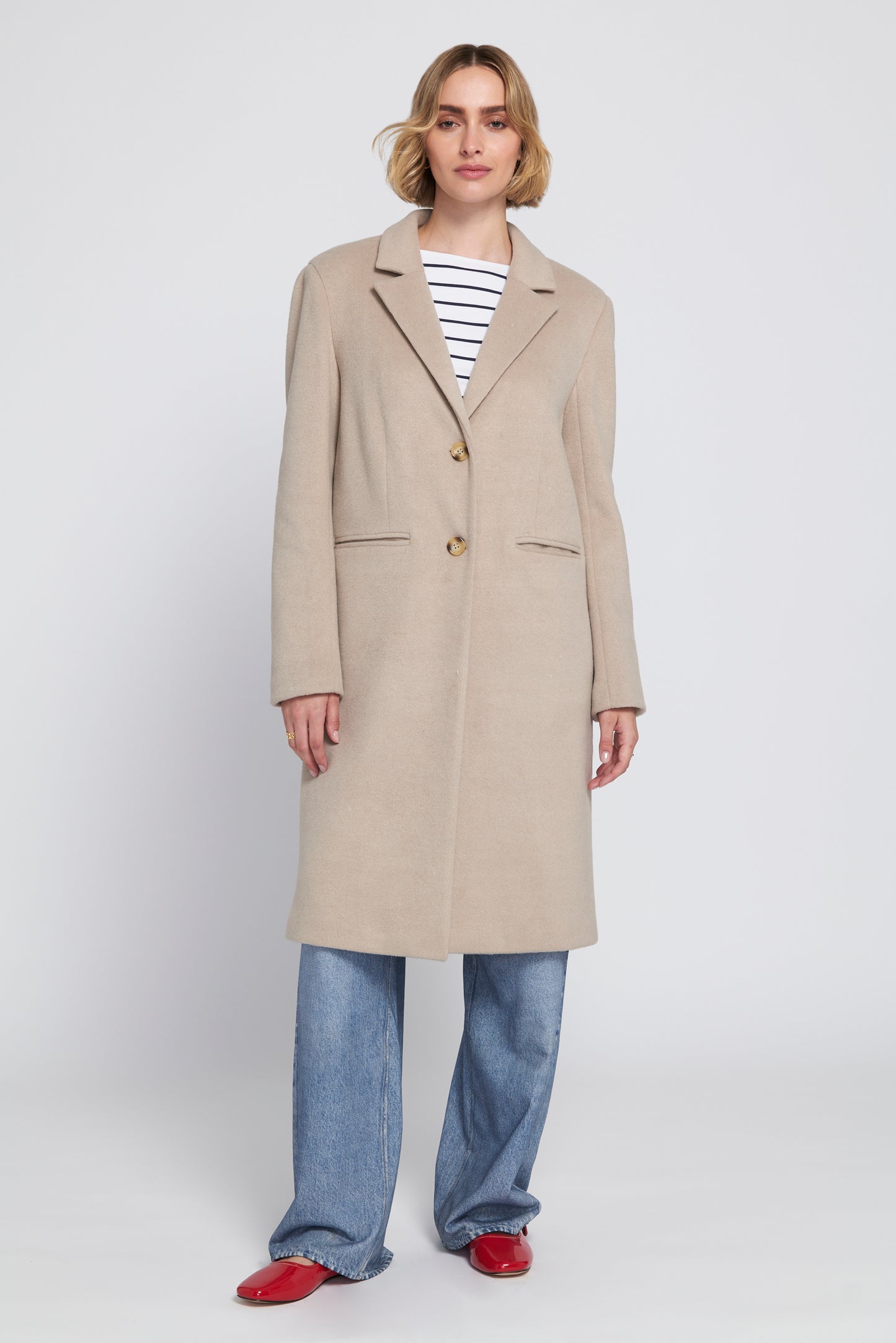 Melton Coat With Printed Lining