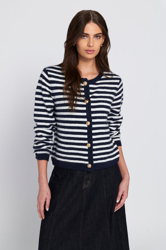 Fuzzy Striped Cardigan