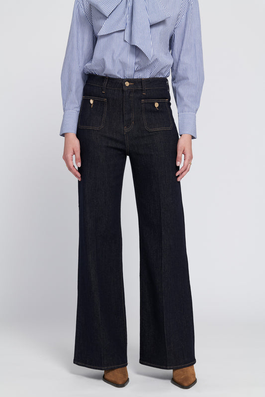 Patch Pocket Wide Leg Jean