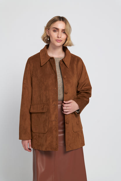 Faux Suede Car Coat