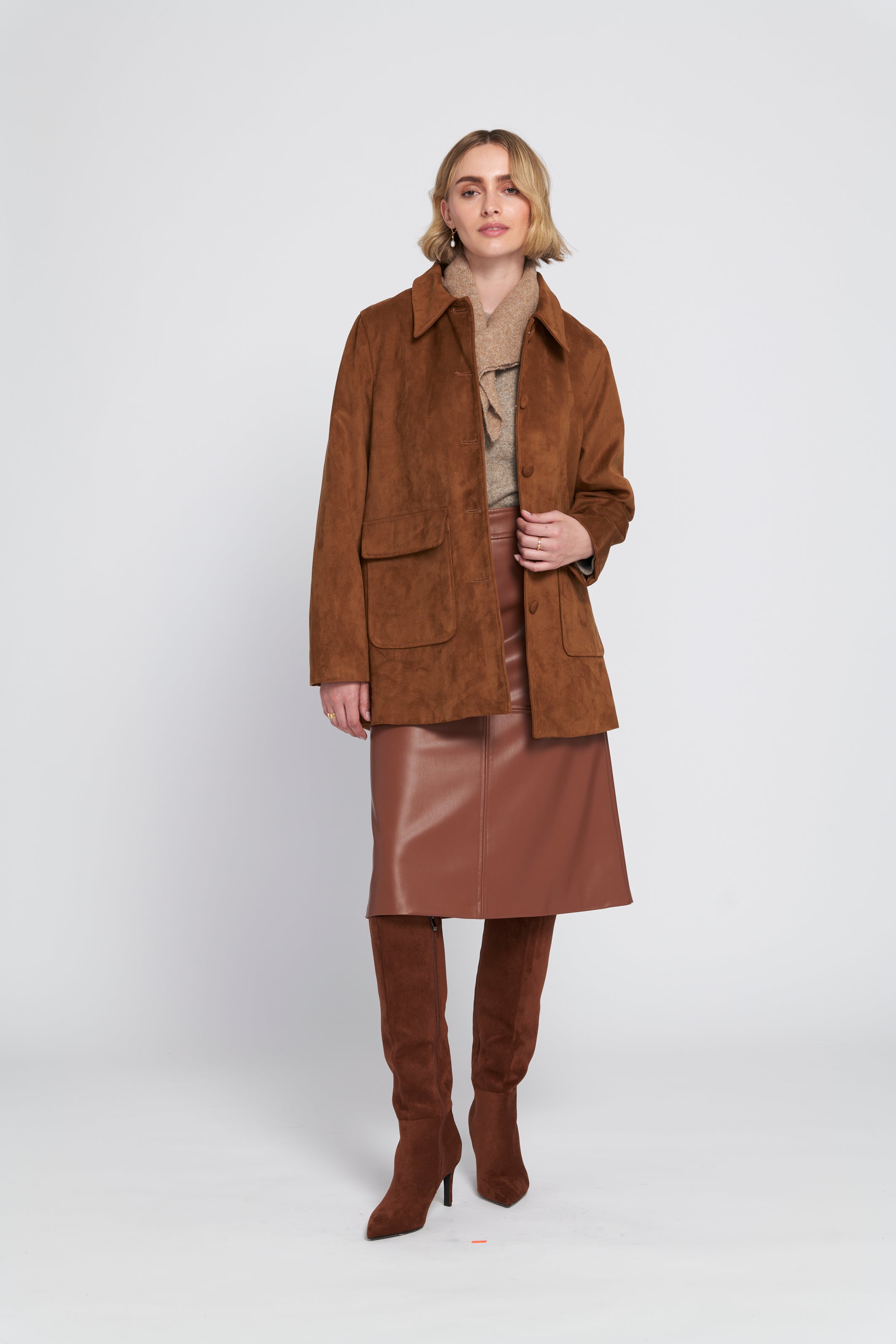 Faux Suede Car Coat – Elle Design Collective
