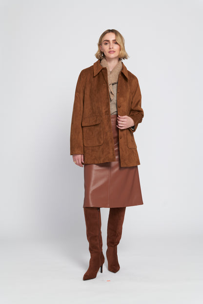 Faux Suede Car Coat
