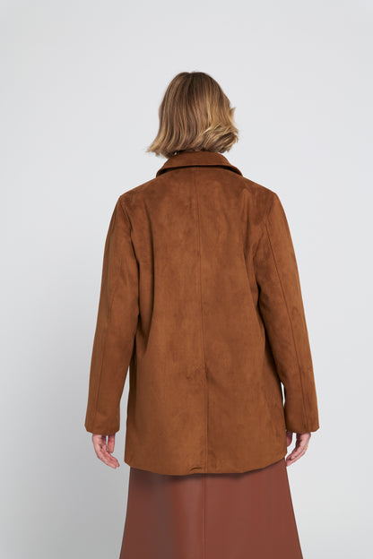 Faux Suede Car Coat
