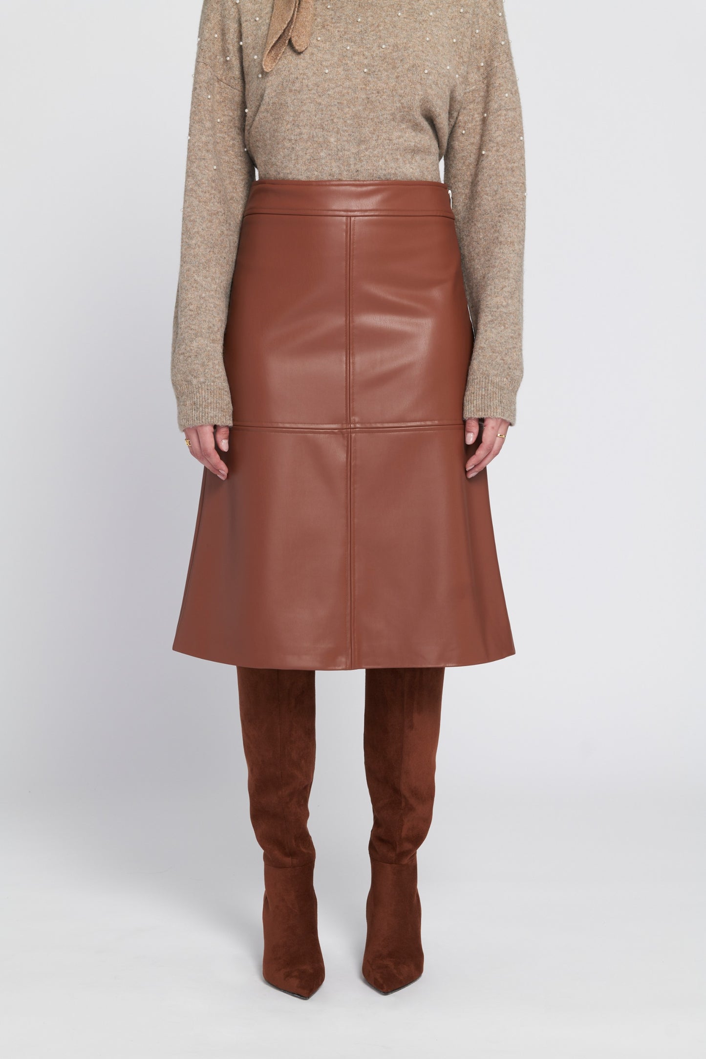 A-Line Faux Leather Skirt