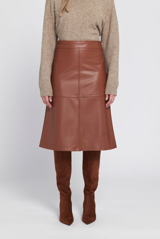 A-Line Faux Leather Skirt