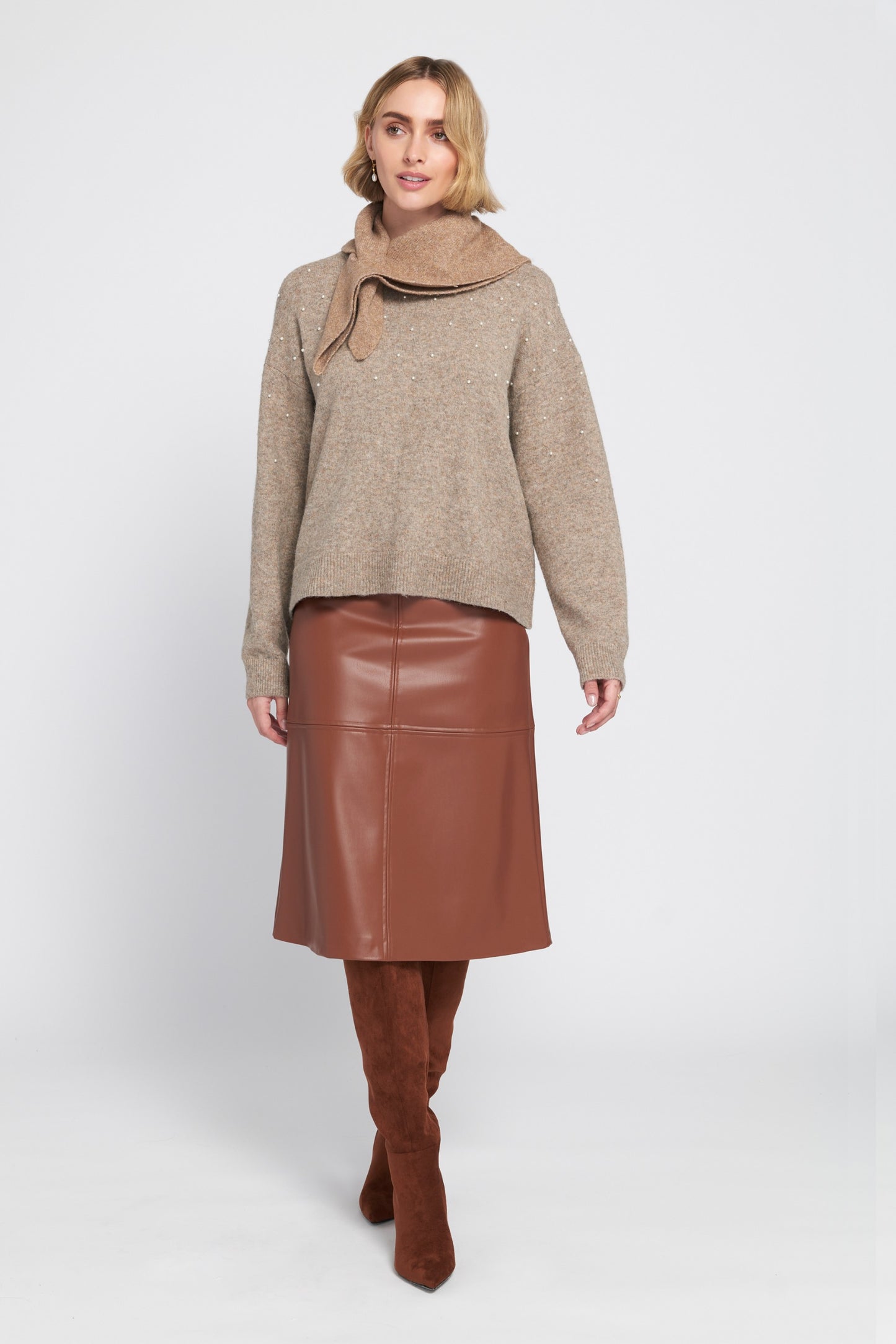 A-Line Faux Leather Skirt