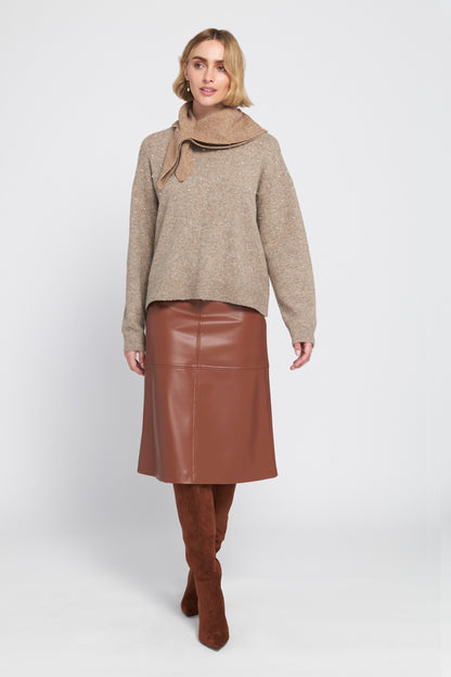 A-Line Faux Leather Skirt