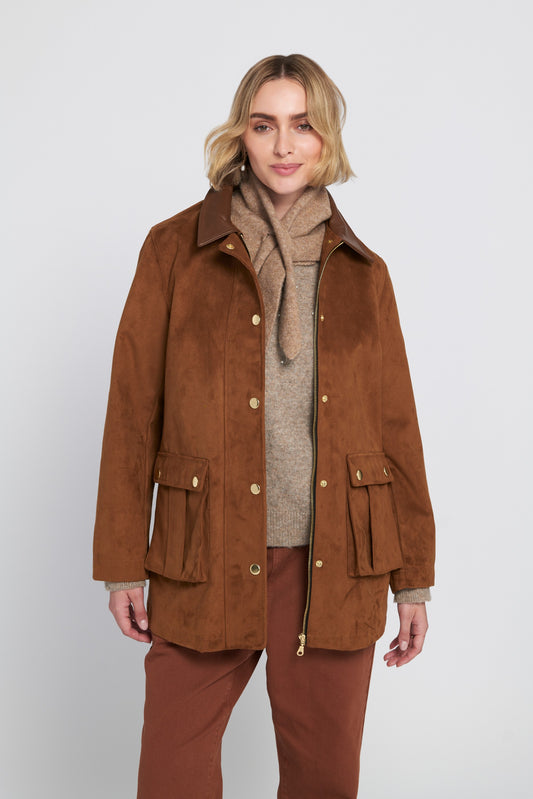 Faux Suede Barn Jacket