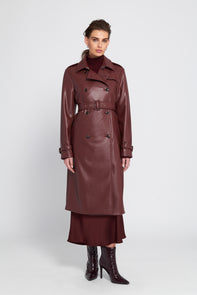 Faux Leather Trench Coat