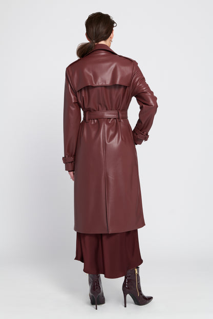 Faux Leather Trench Coat