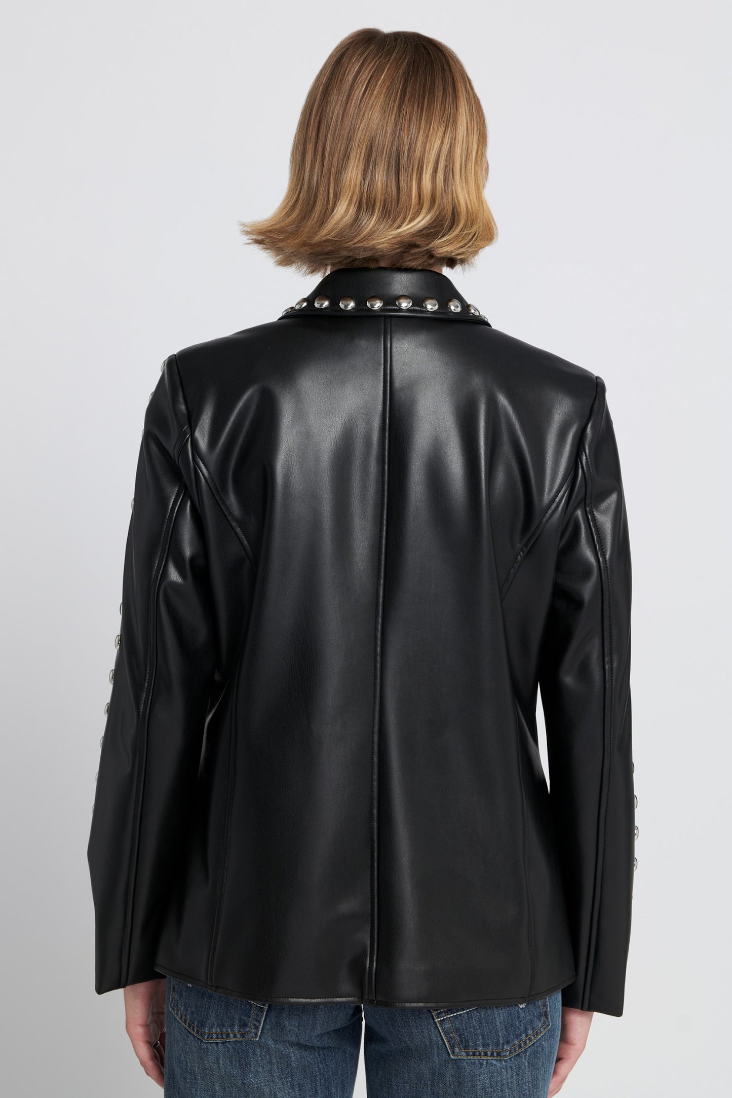 Studded Faux Leather Blazer