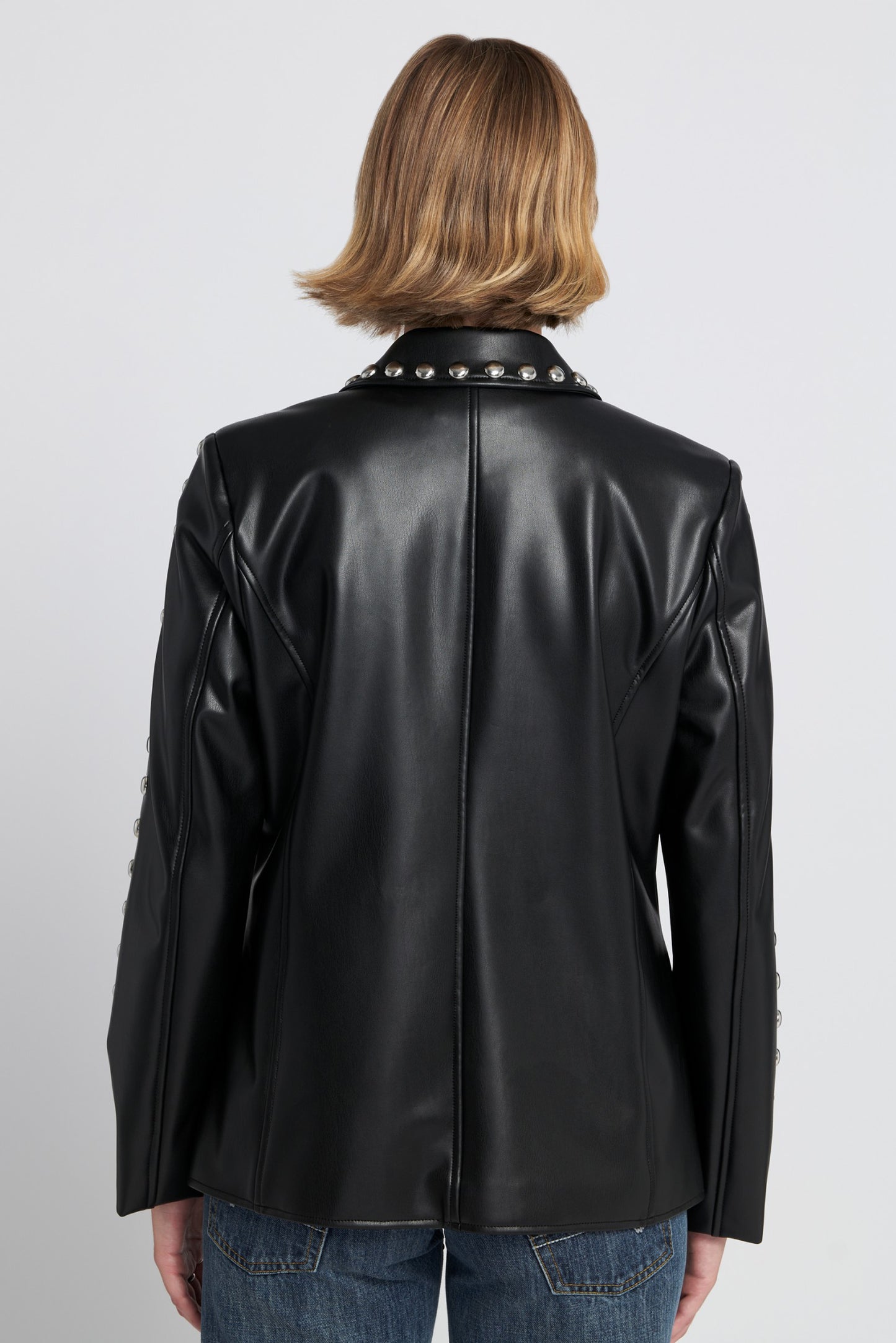Studded Faux Leather Blazer