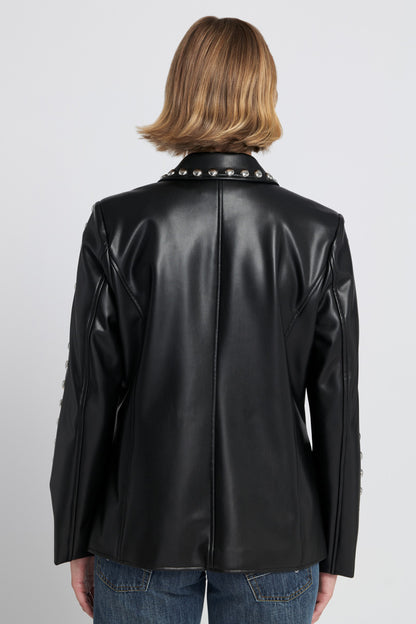 Studded Faux Leather Blazer