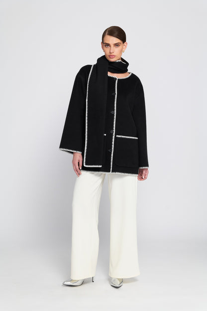 Coat With Detachable Scarf
