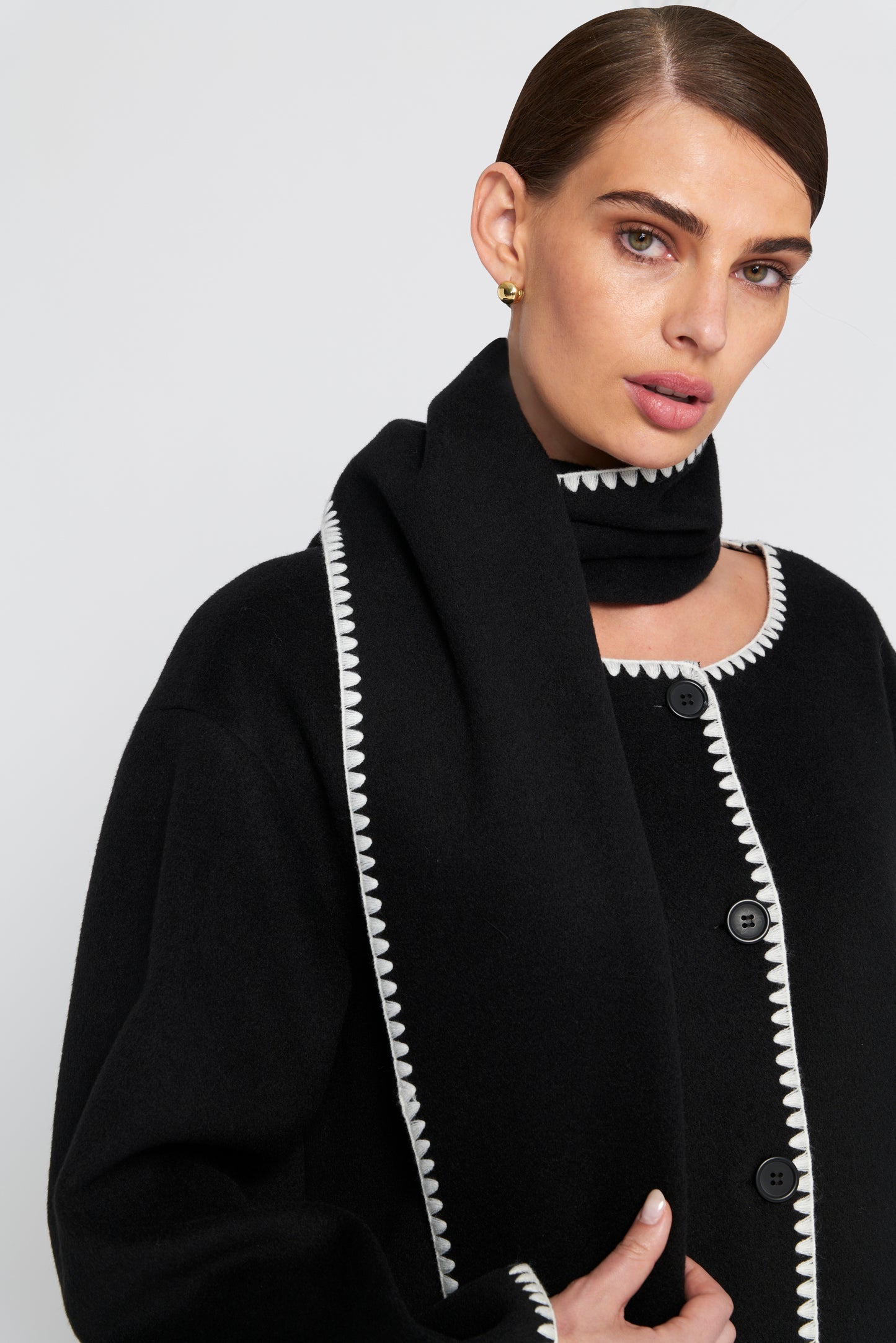Coat With Detachable Scarf