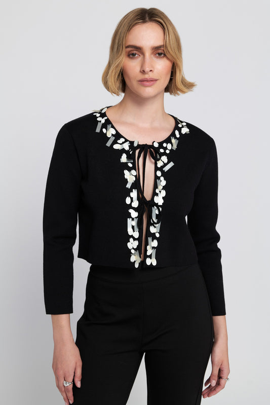 Sequin Tie Front Cardigan