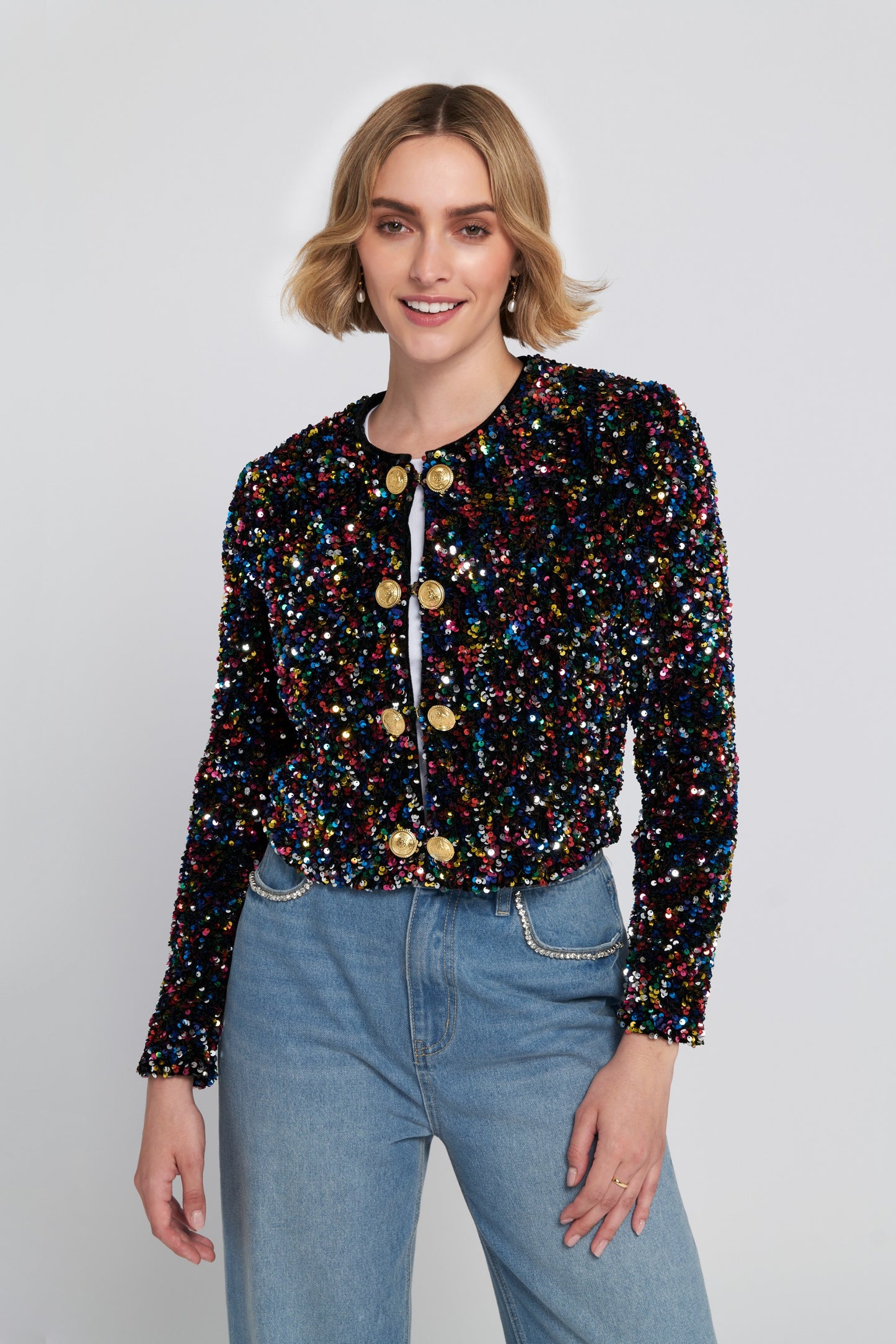 Sequin Cropped Jacket