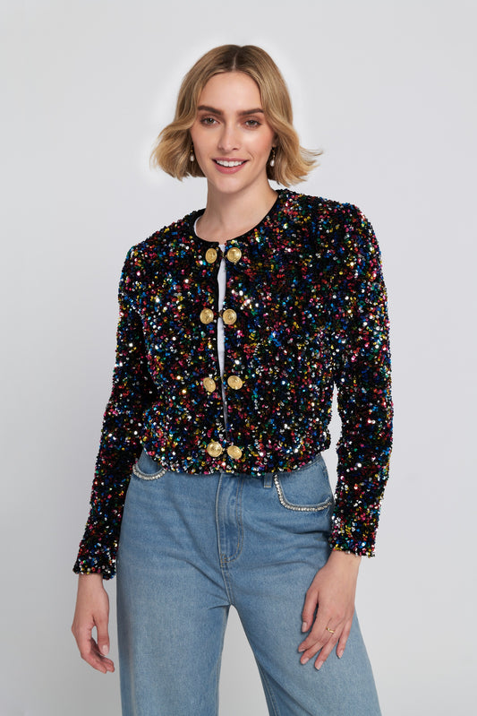 Sequin Cropped Jacket