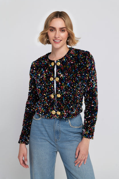 Sequin Cropped Jacket
