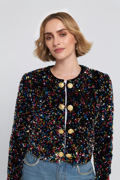 Sequin Cropped Jacket